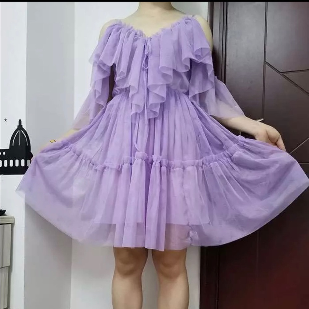 Purple Ruffle Boho Dress - Picture 2 of 14